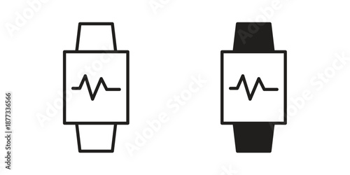 Smartwatch icons on white background - editable stroke vector illustration for web and mobile