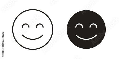 Smile icons on white background - editable stroke vector illustration for web and mobile
