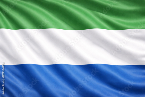 Waving Flag of Sierra Leone in High Detail, Horizontal National Banner