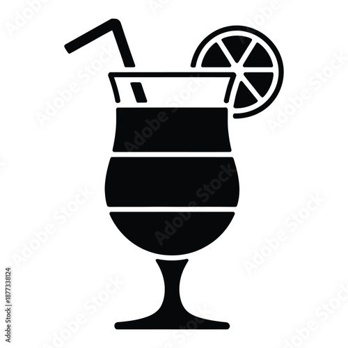 Side view of layered mocktail Vector, Silhouette, Illustration