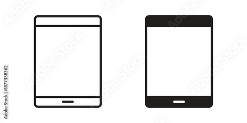 Tablet icons on white background - editable stroke vector illustration for web and mobile