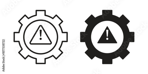 Technical warning icons on white background - editable stroke vector illustration for web and mobile
