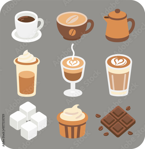 Assortment of Coffee Drinks and Desserts