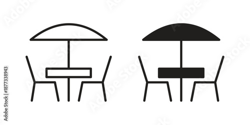 Terrace icons on white background - editable stroke vector illustration for web and mobile