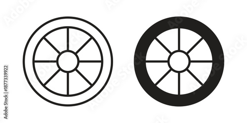 Tire icons on white background - editable stroke vector illustration for web and mobile