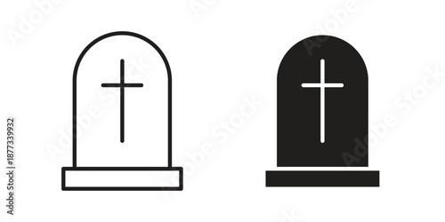Tombstone icons on white background - editable stroke vector illustration for web and mobile