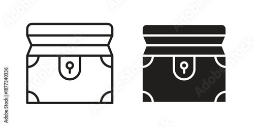 Treasure chest icons on white background - editable stroke vector illustration for web and mobile