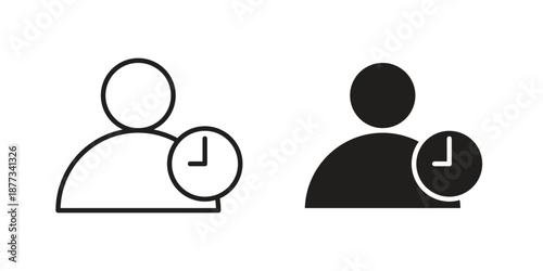 User time icons on white background - editable stroke vector illustration for web and mobile