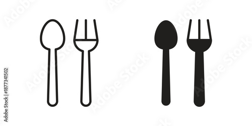 Utensils icons on white background - editable stroke vector illustration for web and mobile