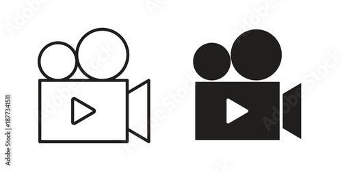 Video camera icons on white background - editable stroke vector illustration for web and mobile