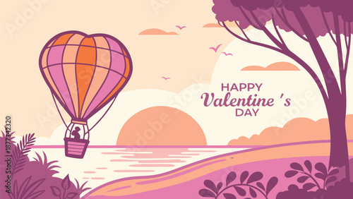 Romantic hot air balloon ride on Valentine's Day