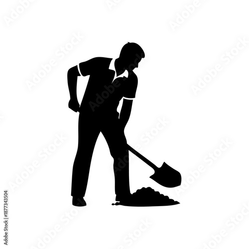 Man digging with shovel