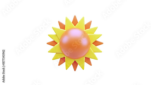 3D Rendered Stylized Sun Icon