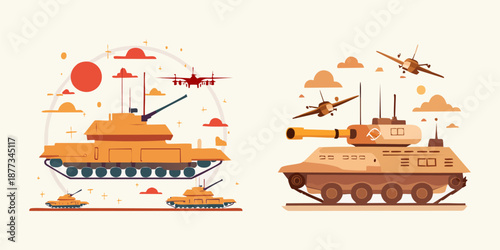 Vector illustration of a modern warfare