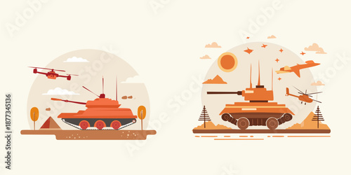 vector illustration of a modern warfare