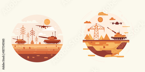 Vector illustration of a modern warfare