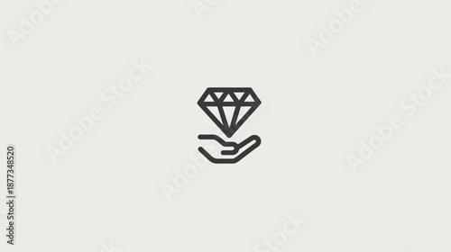A hand, shown in outline, cradles a diamond, also in outline, set against a light background