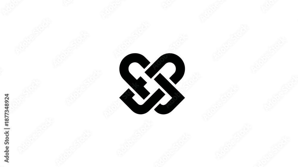 Obraz premium A geometric abstract logo comprised of intertwined shapes, forming a symmetrical design