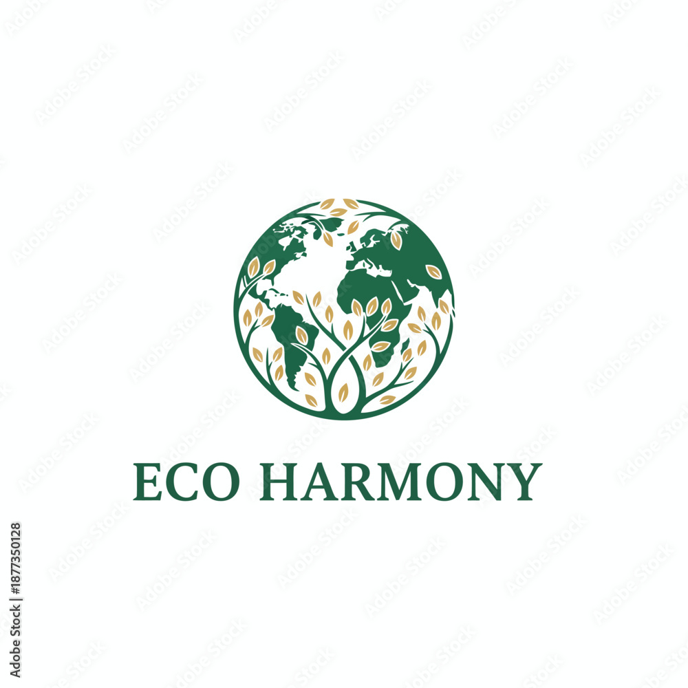 Obraz premium Green Eco Harmony Global Nature Logo