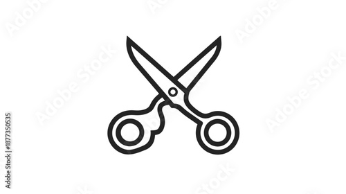 A simple, black line art illustration of a pair of scissors, presented against a white background