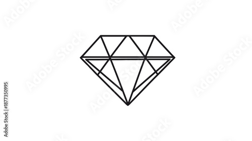 A simple illustration of a diamond with outlined shapes in black against a white background
