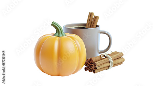 Pumpkin, Coffee Mug with Cinnamon Sticks and Bundled Cinnamon Sticks