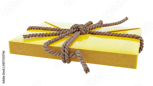 Stack of Yellow Envelopes Tied with Rope
