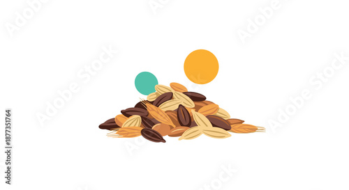 Pile of mixed grains including wheat, barley, rye, and oats, representing a healthy and natural food source for baking or feed.