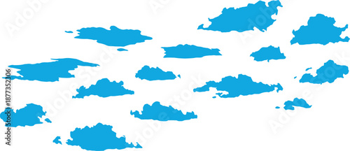 Black smoke clouds on a white background