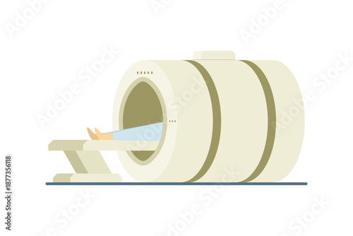 MRI and radiology diagnostics machine illustration for hospital and clinic use. Magnetic resonance imaging, CT scan, ultrasound, and modern medical technology concept.