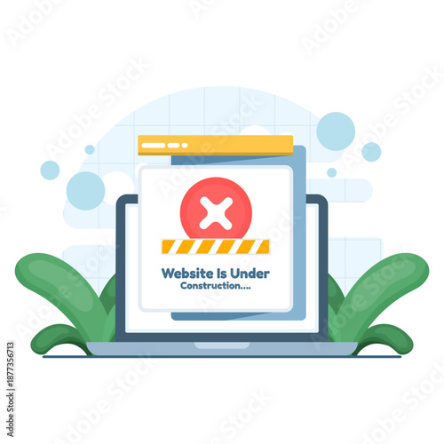 Website under construction concept illustration representing maintenance mode, site development, updates, and temporary offline web services.