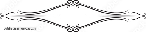 Black ornamental flourish divider with swirls and lines curl