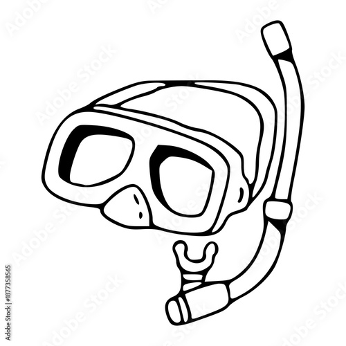 scuba diving equipment line art icon isolated on white