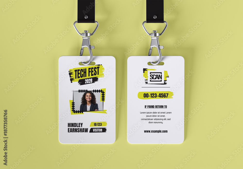 Tech Event ID Card Design Template Stock Template | Adobe Stock