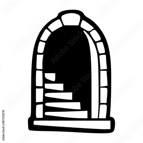 stone arch doorway with stairs vector illustration isolated on white