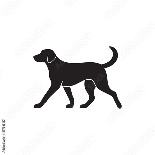 Domestic Dog Walking Silhouette Side View Vector