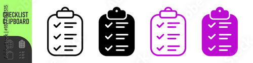 Simple checklist clipboard silhouette icon minimalist vector illustration isolated on transparent background. Color icon set