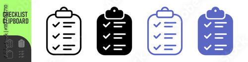 Simple checklist clipboard silhouette icon minimalist vector illustration isolated on transparent background. Color icon set