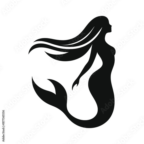 mermaid vector silhouette clip art logo design illustration icon collection
