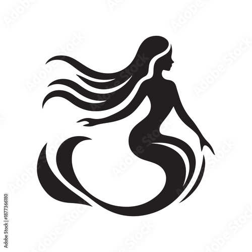 mermaid vector silhouette clip art logo design illustration icon collection
