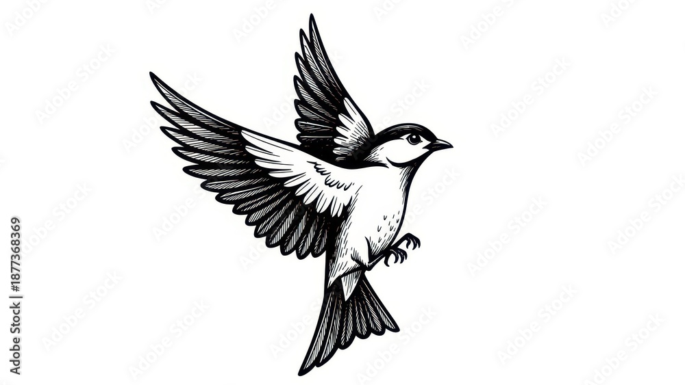 Obraz premium Flying bird sketch illustration