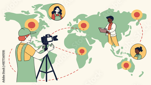 Global Connection: Illustrative capture of global connection via digital camera, symbolizing the reach and impact of worldwide communication.