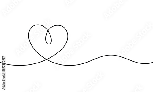 Heart Continuous line art drawing. Hand drawn doodle vector illustration in a continuous line art