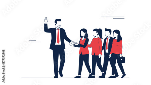 Business Leader Guiding Team Forward with Vision and Direction