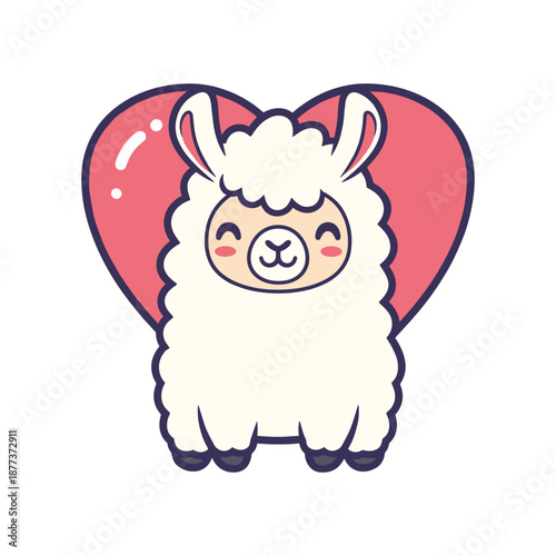 Adorable Cartoon Llama with Heart Illustration