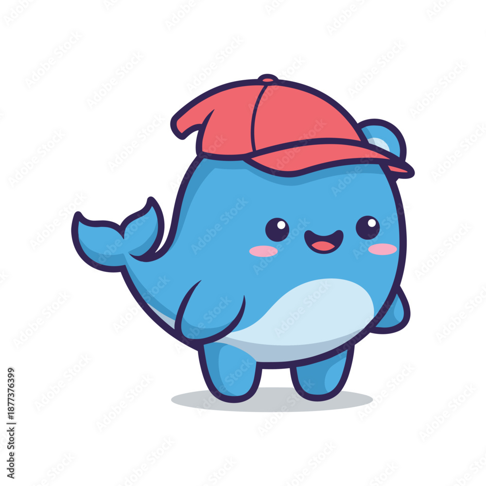 Fototapeta premium Cute Cartoon Whale Character Illustration