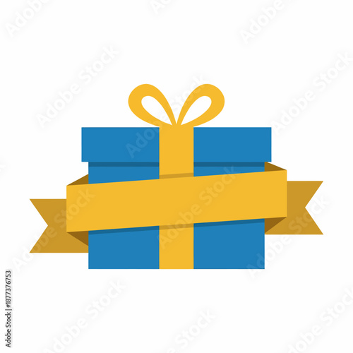 Blue Gift Box with Yellow Ribbon.