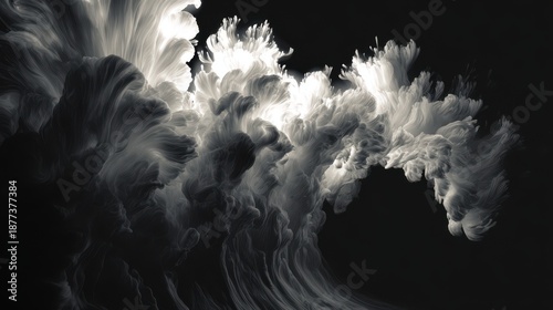 Dramatic Abstract Wave Form with Intense White and Black Contrast