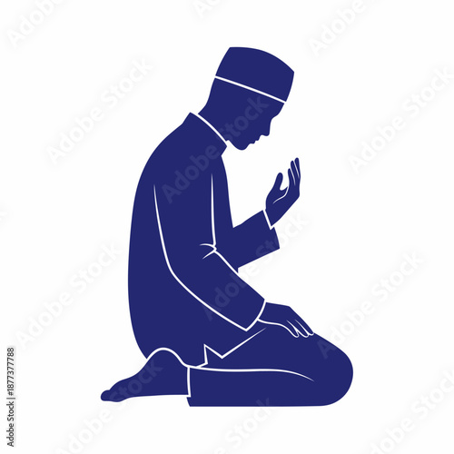 Man Kneeling in Prayer Position Silhouette.