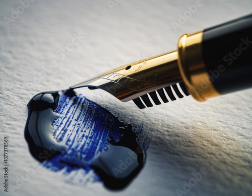 close up of a fountain pen writing